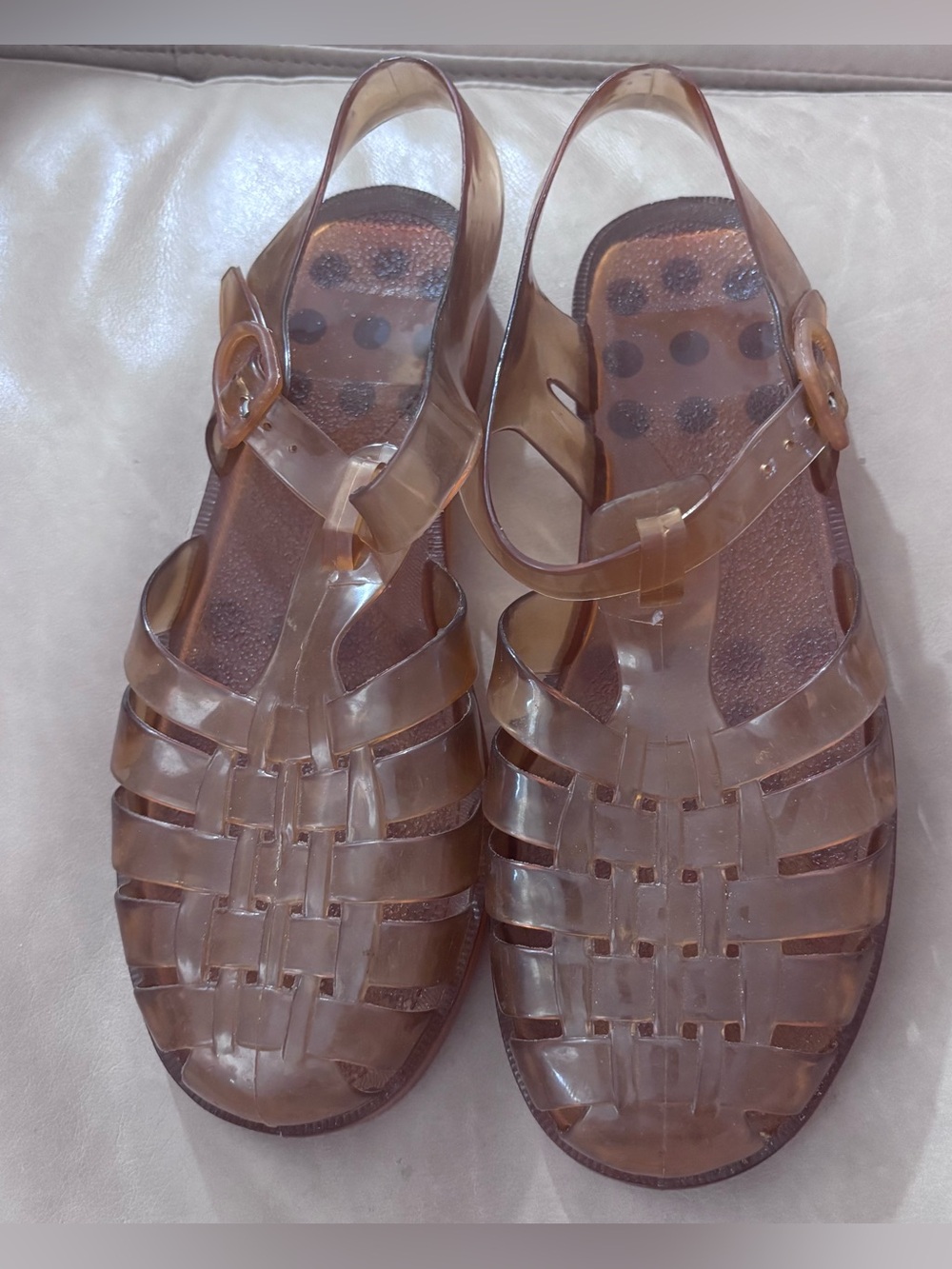 Brazilian Jelly Fisherman Sandals Womens 8 Brown Y2K 90s Caged Retro